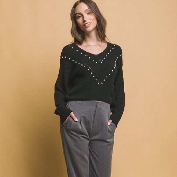 Black Fall Pearl Sweater - Picture 4 of 5